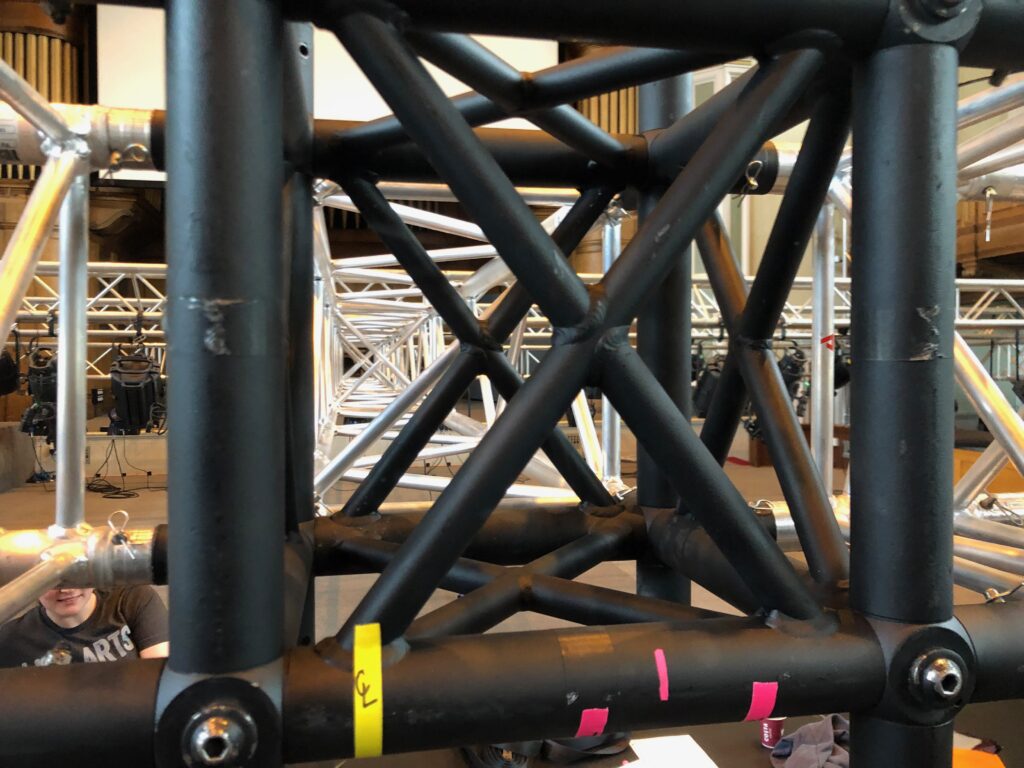 close up of the truss building for central auditorium